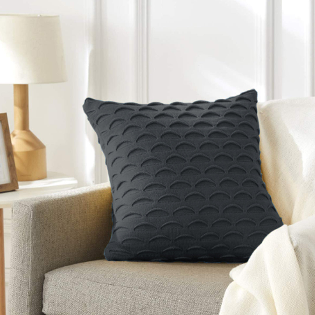 SOGA 45cm Scalloped Wave Pillowcase (Charcoal Gray)