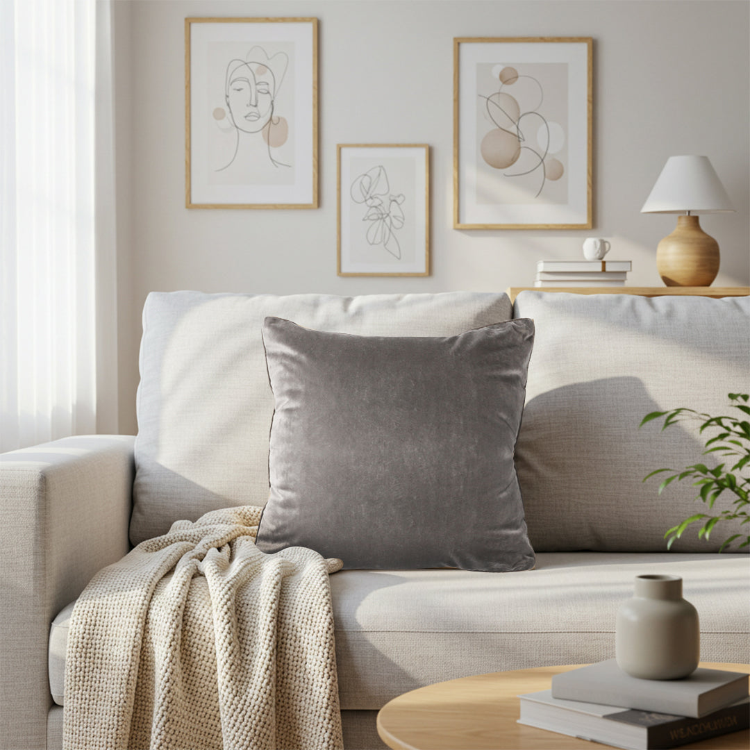SOGA 45cm Velvet Pillowcase (Dove Gray)