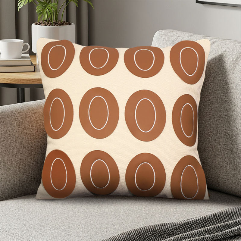 SOGA 2X 45cm Modern Cream Brown Oval Pattern Textured Pillowcase