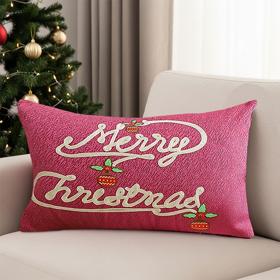 SOGA 2X 40x60cm Elegant "Merry Christmas" Script Pillowcase