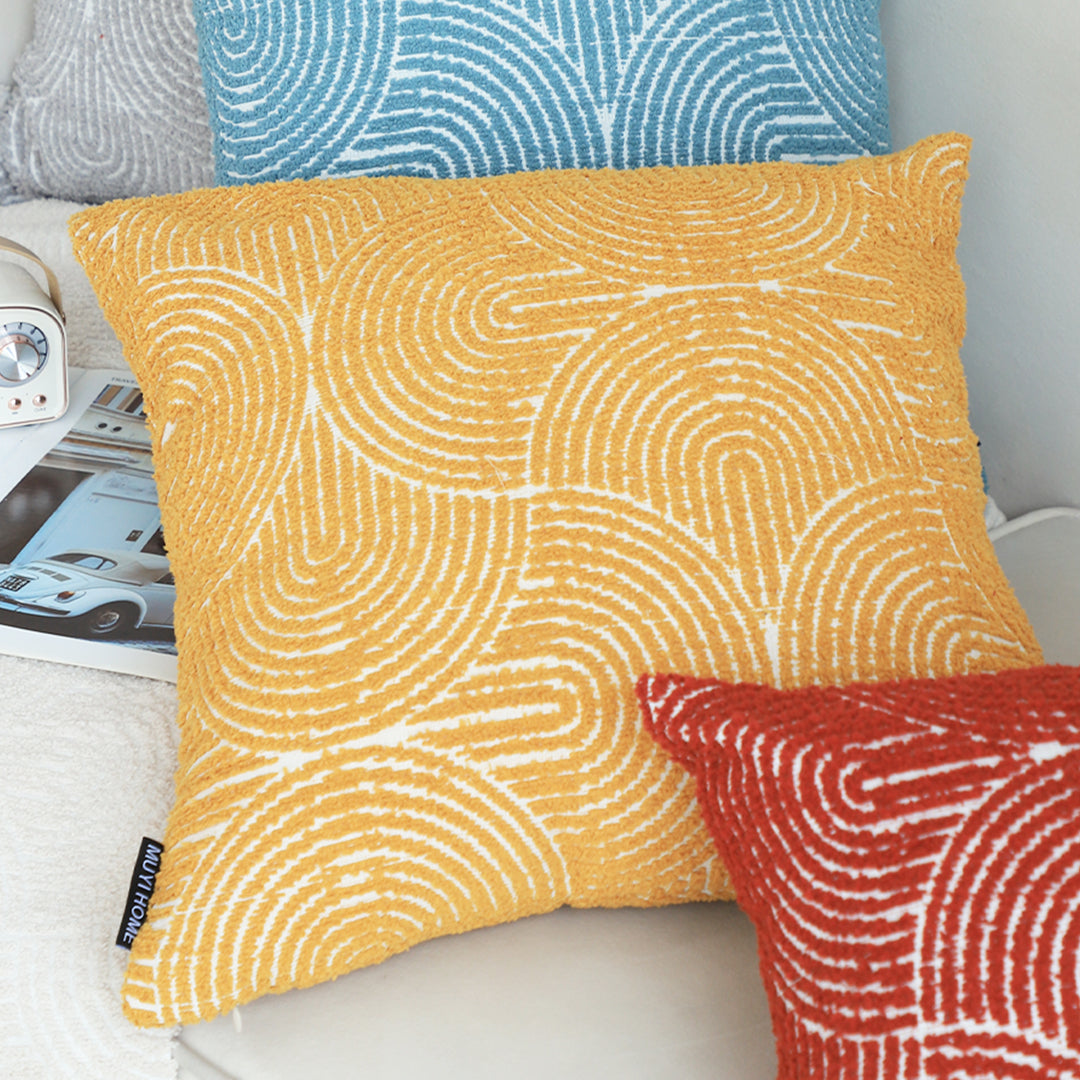SOGA 45cm Mustard Yellow Geometric Pillowcase