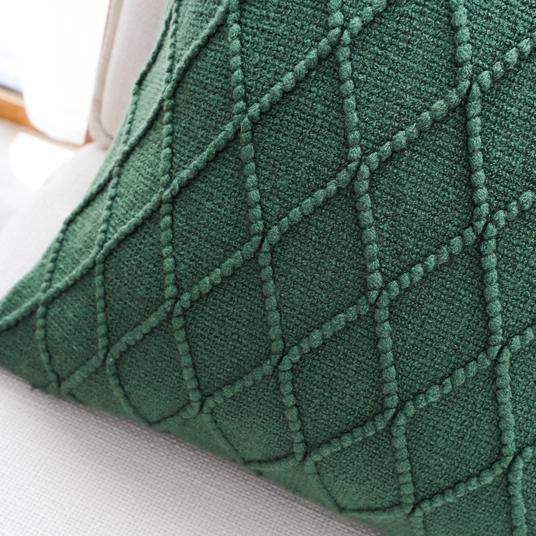 SOGA 45cm Forest Green Diamond Knit Pillowcase