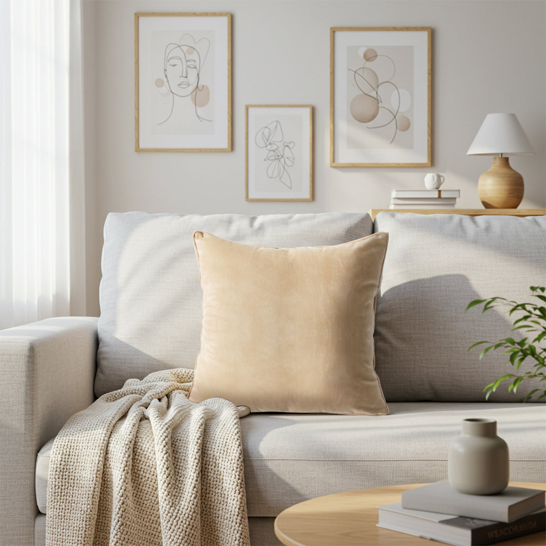 SOGA 45cm Velvet Pillowcase (Champagne Beige)