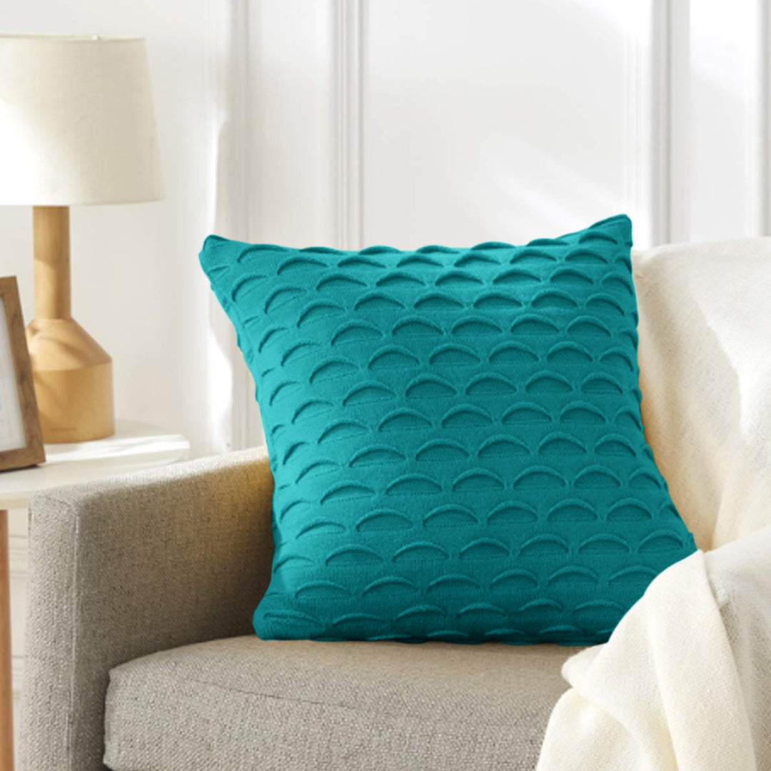 SOGA 45cm Scalloped Wave Pillowcase (Teal Green)