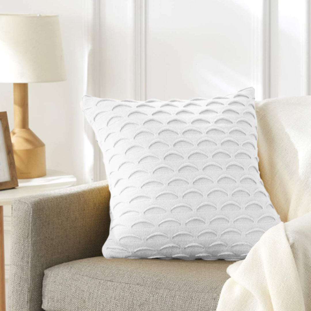 SOGA 45cm Scalloped Wave Pillowcase (Pure White)
