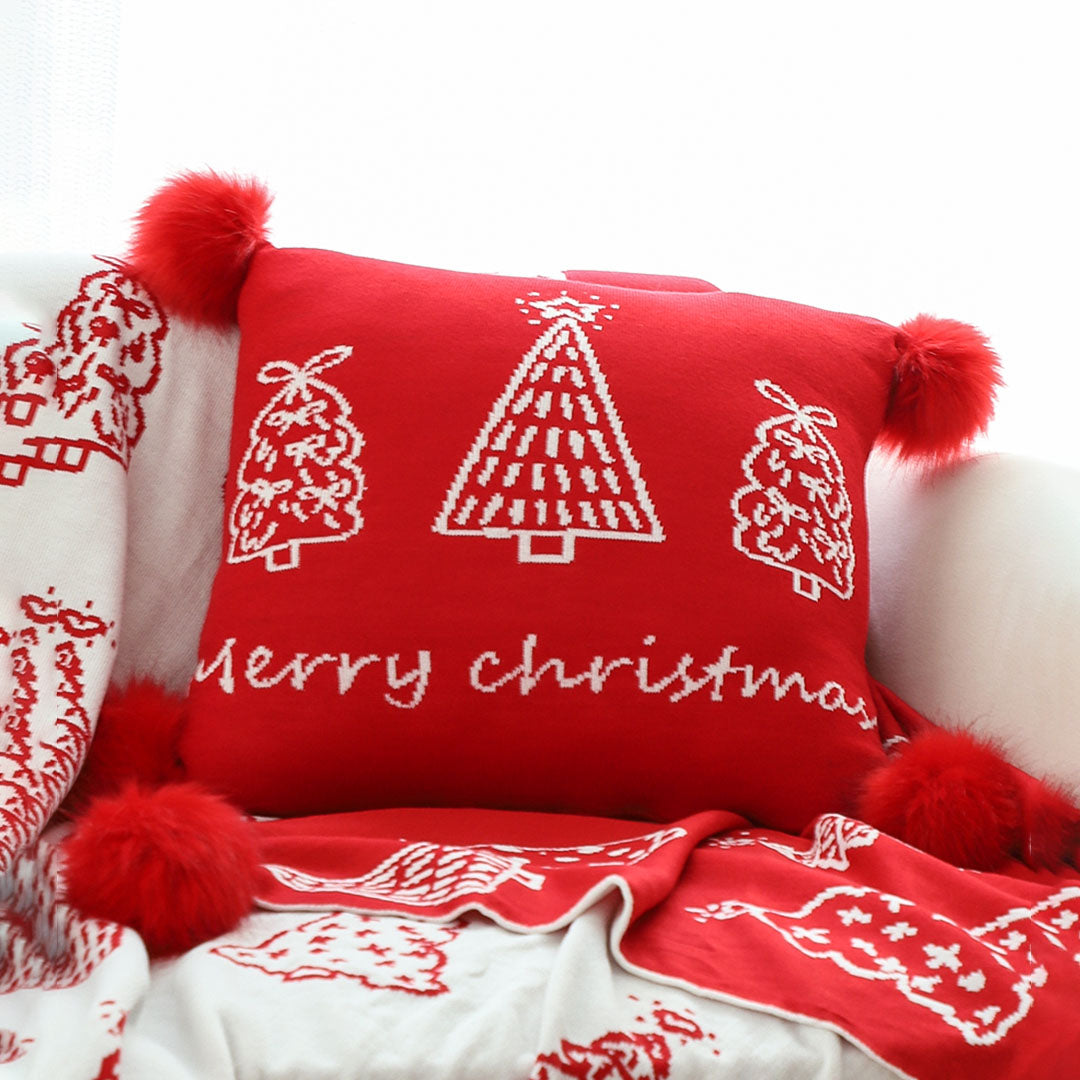 SOGA 45cm Whimsical Red Christmas Tree Pillowcase