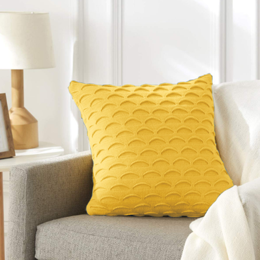 SOGA 45cm Scalloped Wave Pillowcase (Sunshine Yellow)