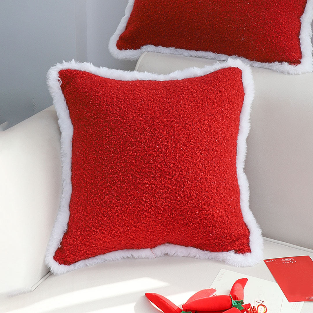 SOGA 45cm Plush Crimson Red Square Pillow Cover