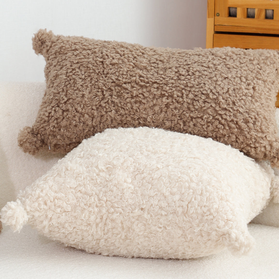 SOGA 45cm Luxe Cream Bouclé Pillowcase