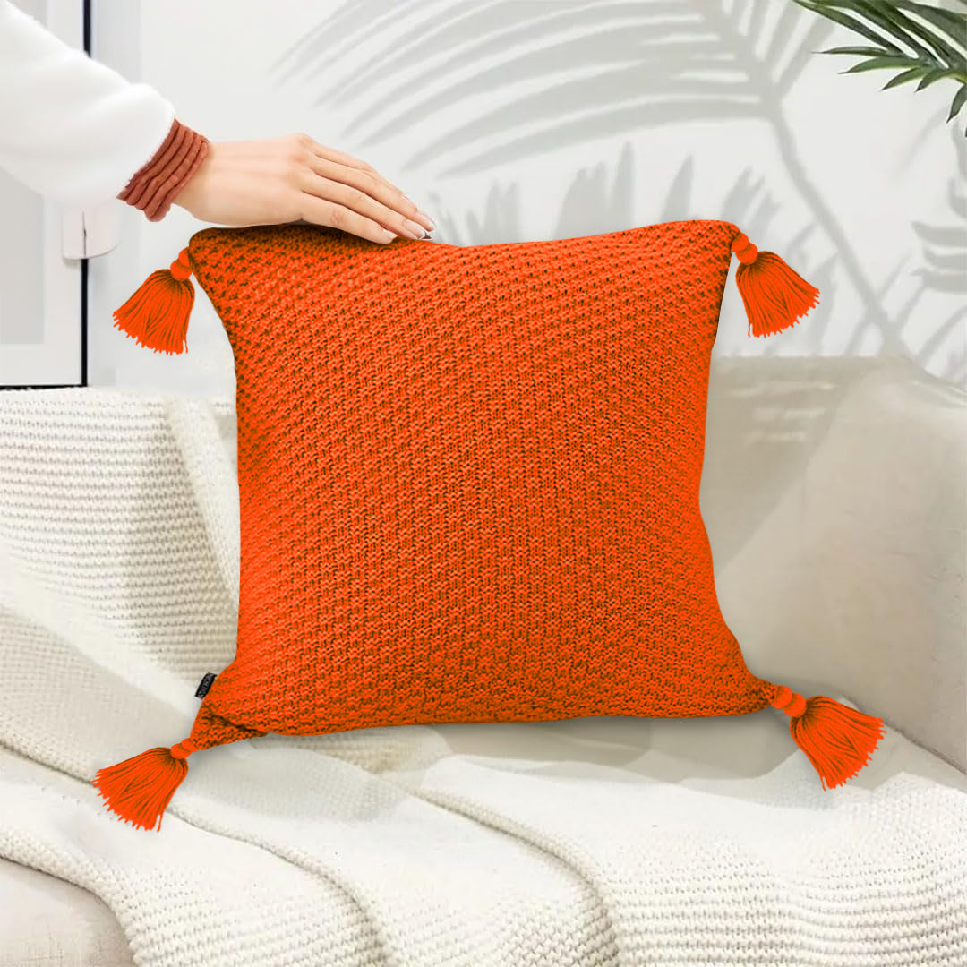 SOGA 50cm SOGA 50cm Chunky Knit Pillowcase (Coral Orange)
