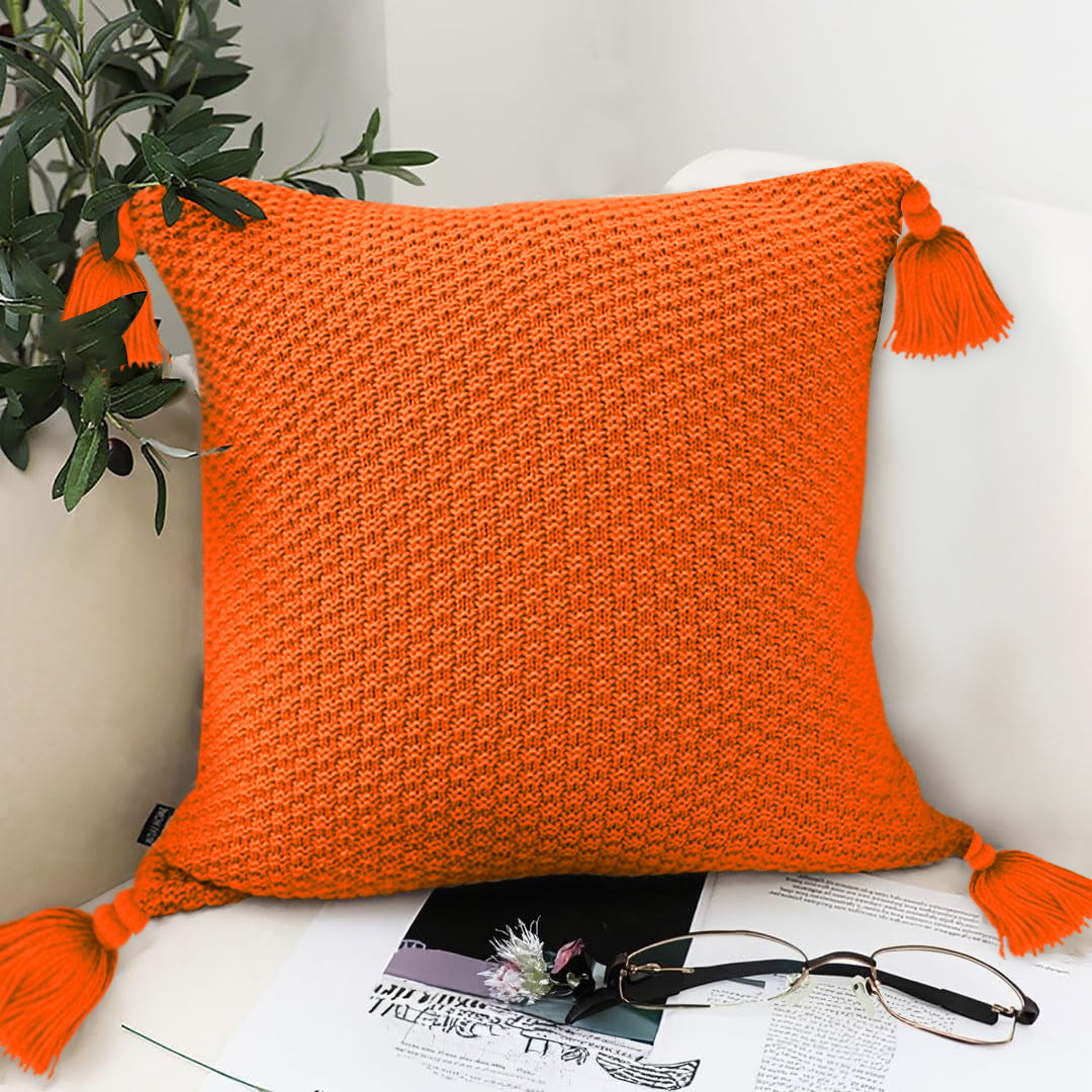 SOGA 50cm SOGA 50cm Chunky Knit Pillowcase (Coral Orange)