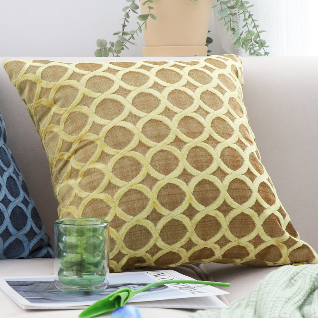 SOGA 45cm Geometric Lattice Pillowcase (Yellow)