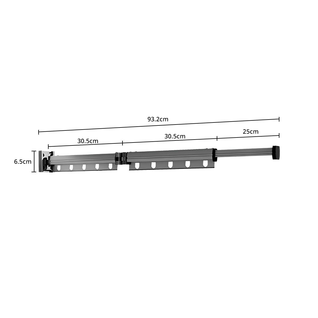 SOGA 2X 93.2cm Wall-Mounted Clothing Dry Rack Retractable Space-Saving Foldable Hanger