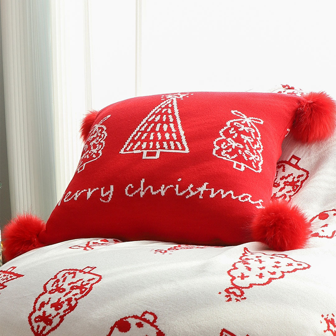 SOGA 45cm Whimsical Red Christmas Tree Pillowcase
