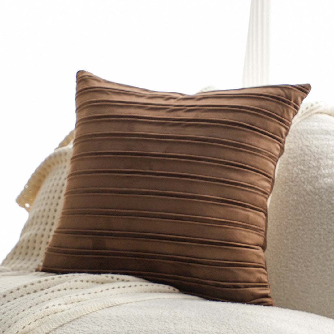 SOGA 2X 45cm Rust Leather-Look Pleated Pillowcase