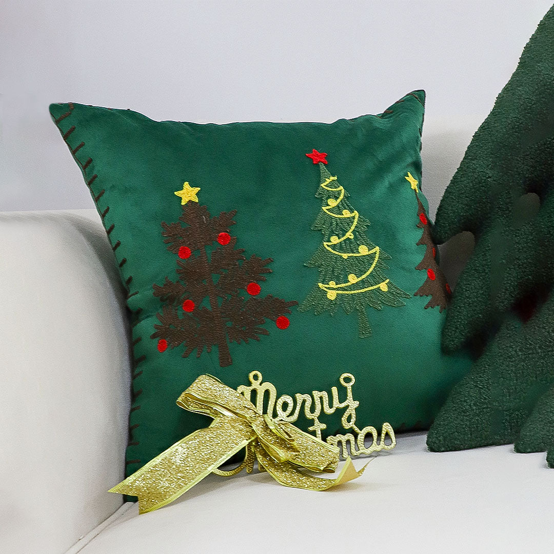 SOGA 45cm Christmas Tree Trio Pillowcase (Green)