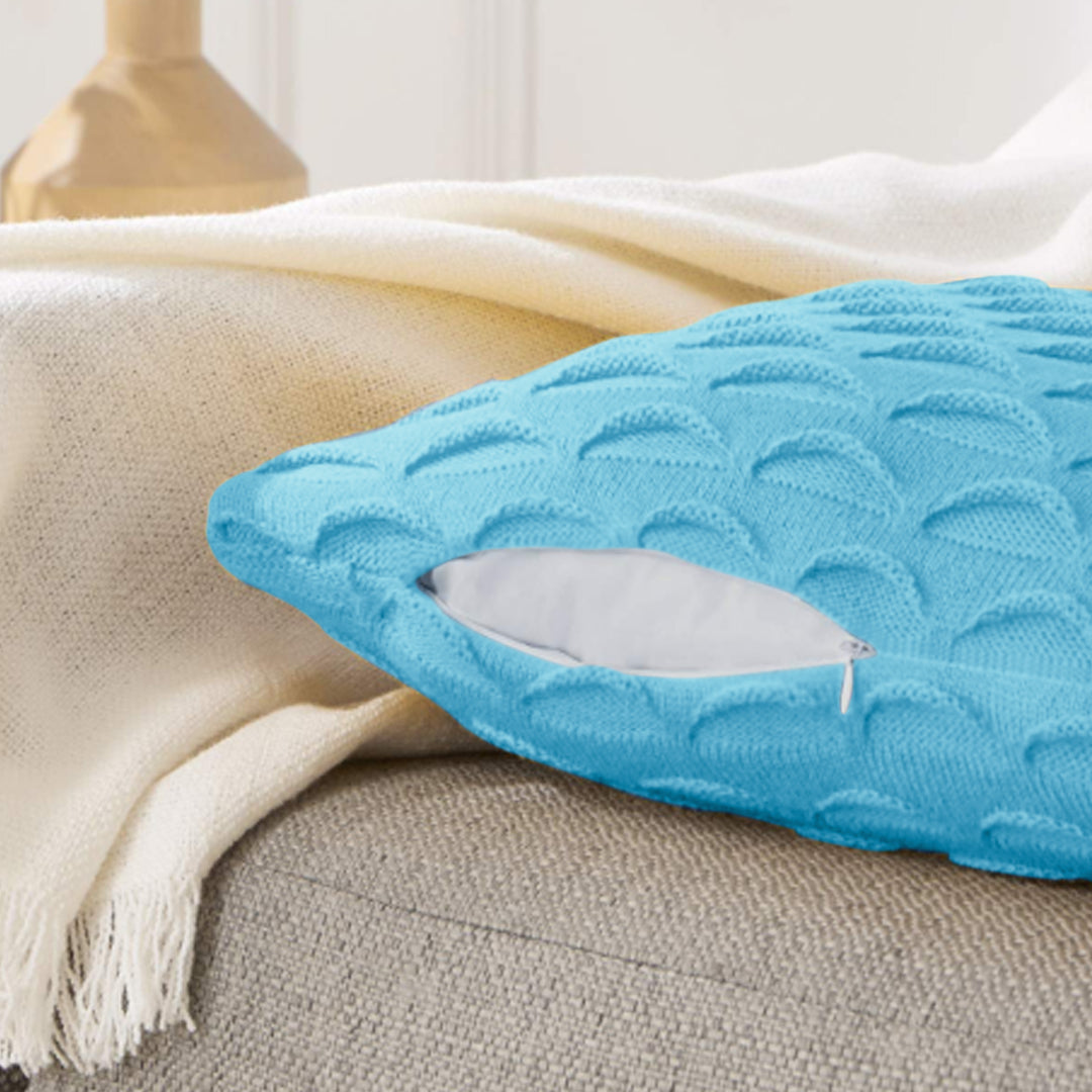 SOGA 45cm Scalloped Wave Pillowcase (Soft Mint)