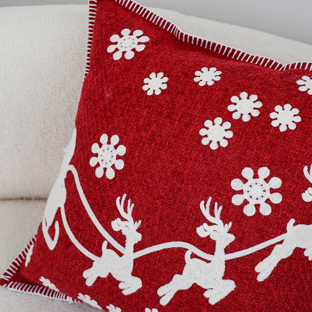 SOGA 45cm Festive Reindeer & Snowflake Christmas Pillowcase