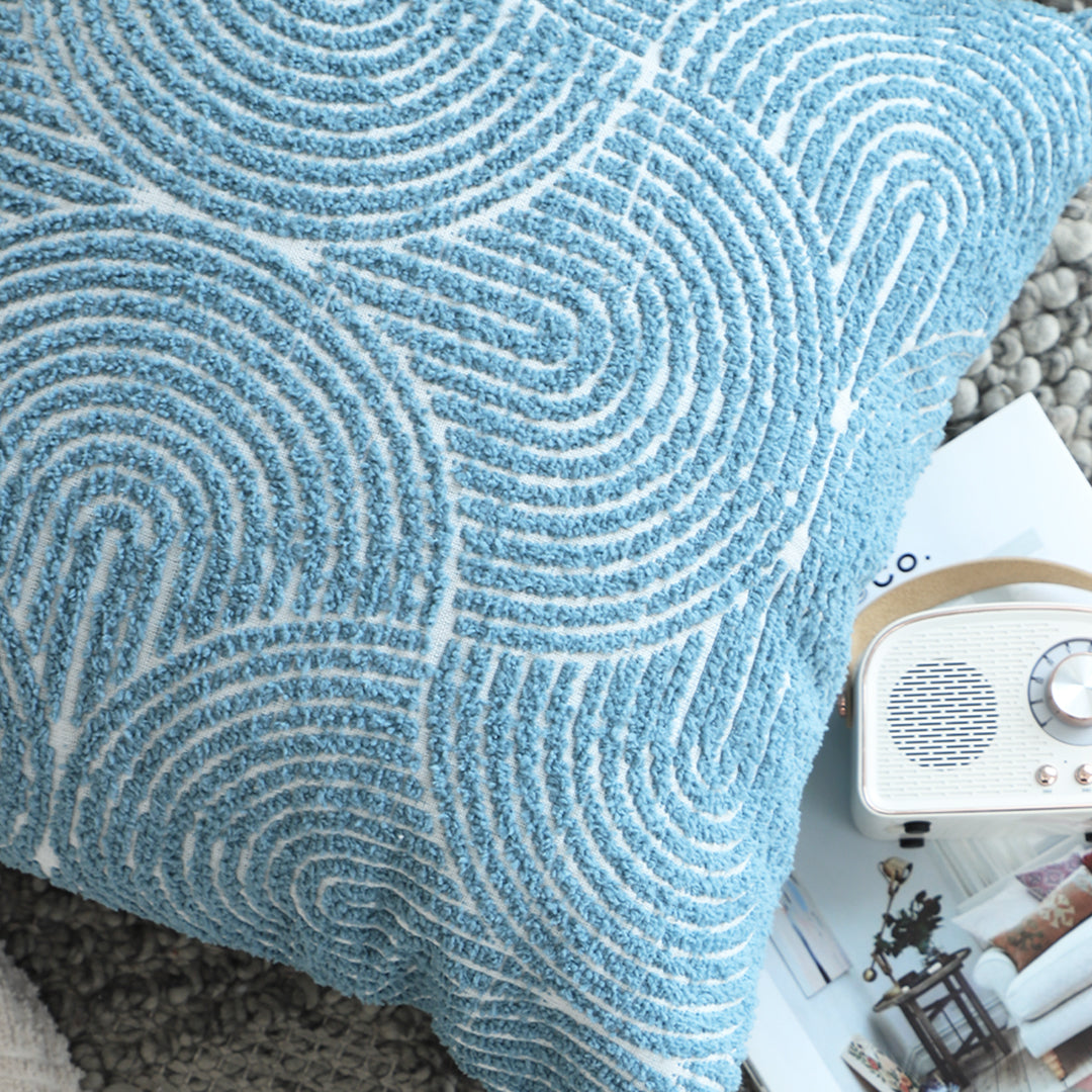 SOGA 2X 45cm Blue Throw Pillow Geometric Indoor and Outdoor Corded Pillowcase