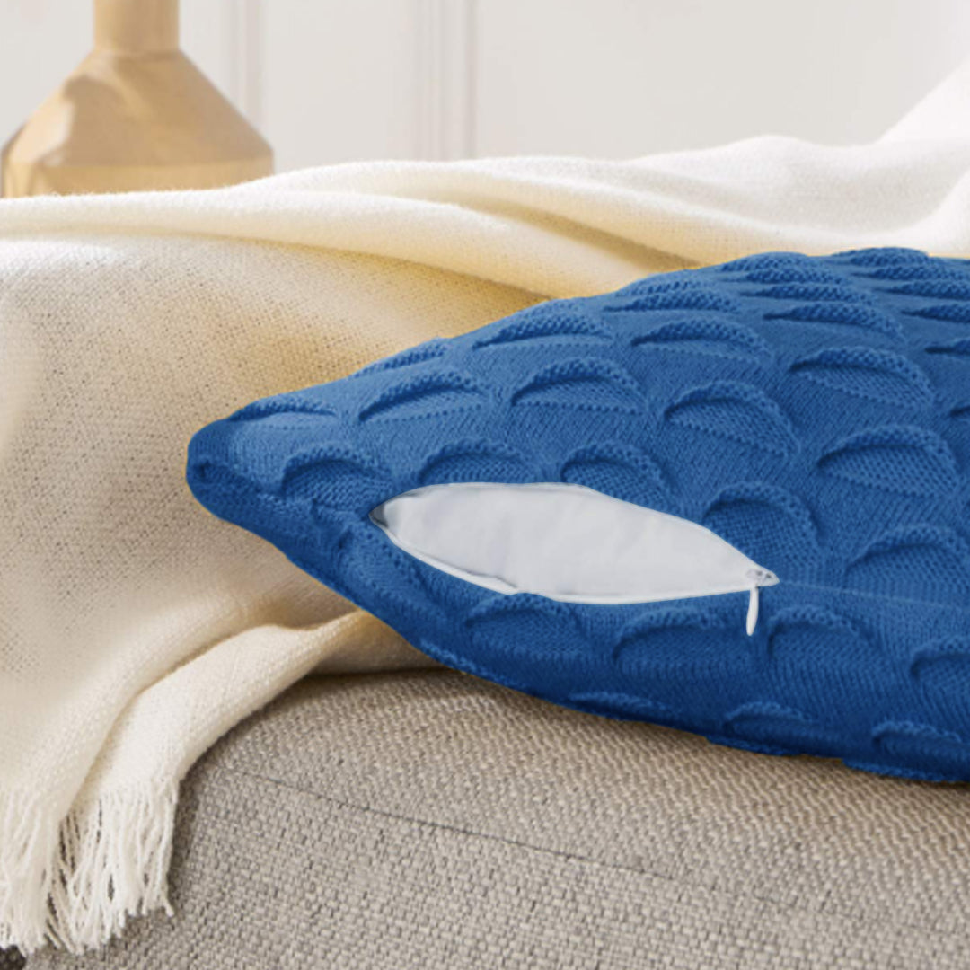 SOGA 45cm Scalloped Wave Pillowcase (Navy Blue)