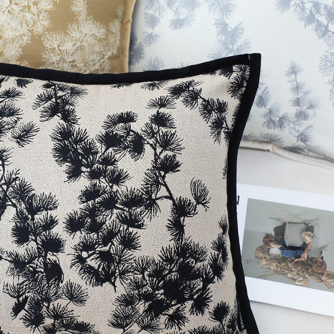 SOGA 45cm Black Floral Pillowcase