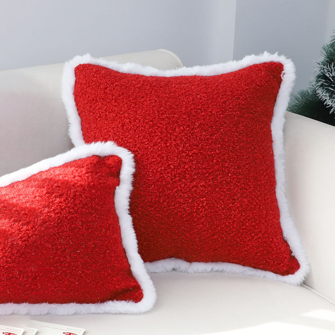SOGA 45cm Plush Crimson Red Square Pillow Cover