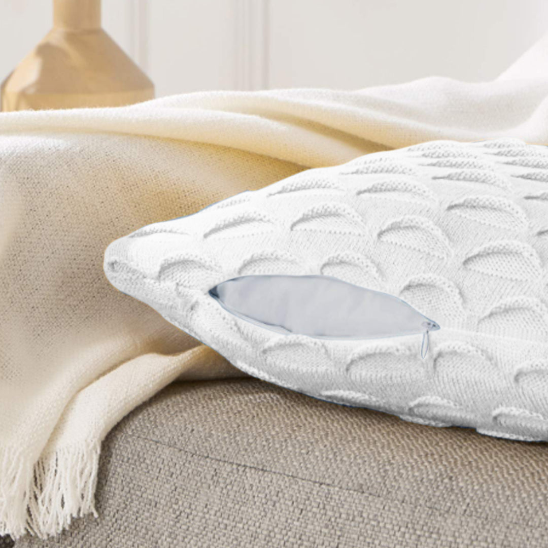 SOGA 45cm Scalloped Wave Pillowcase (Pure White)