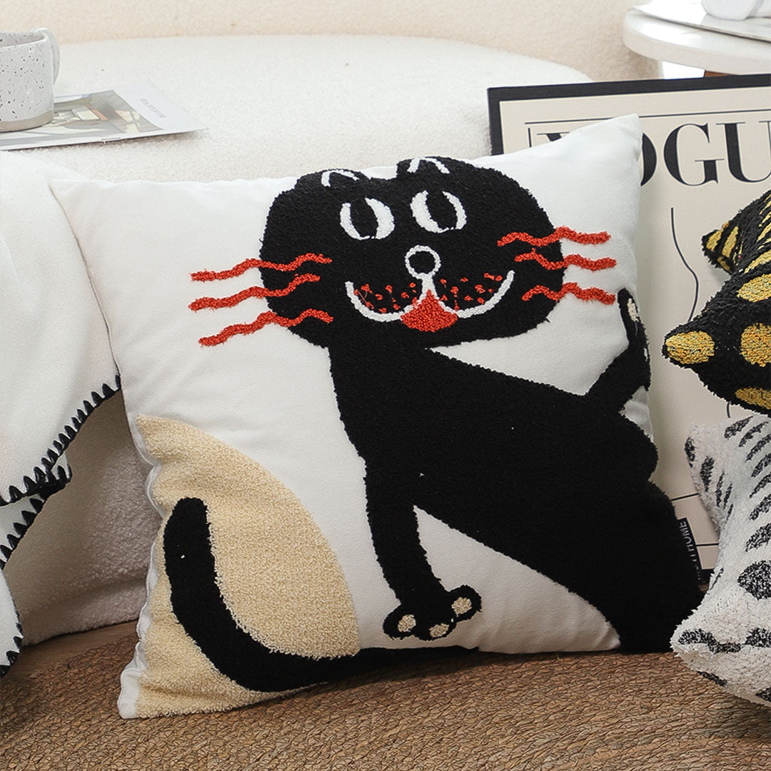 SOGA 2X 45cm Playful Black Cat Silhouette Pillowcase