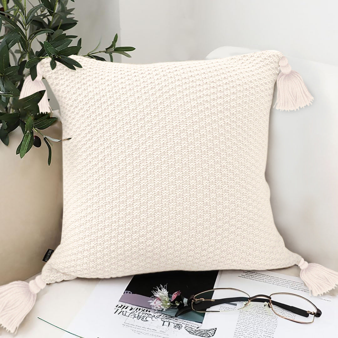 SOGA 50cmTextured Pillowcase (Cream White)