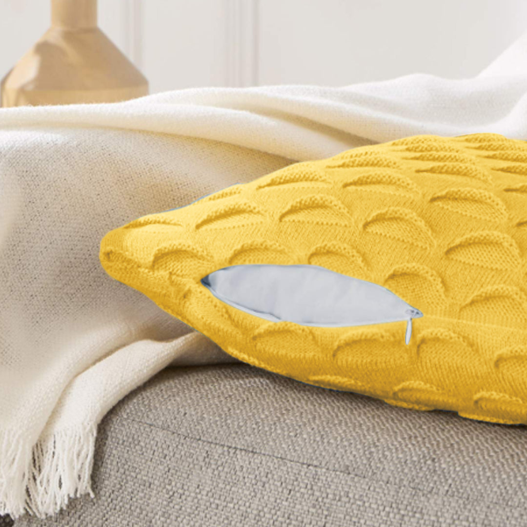 SOGA 45cm Scalloped Wave Pillowcase (Sunshine Yellow)