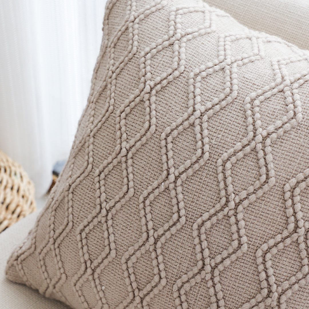 SOGA 45cm Warm Beige Diamond Knit Pillowcase