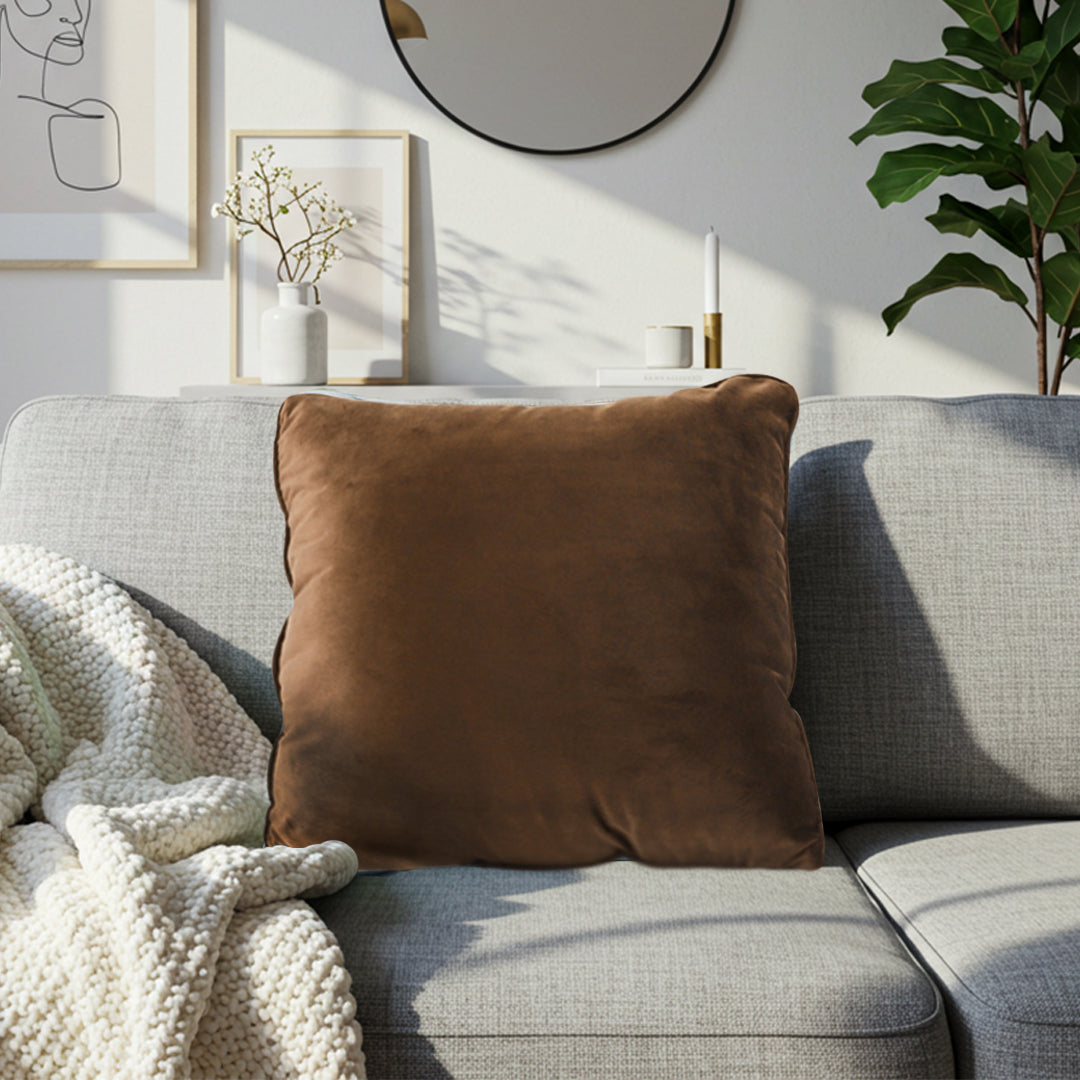 SOGA 45cm Velvet Pillowcase (Rich Brown)