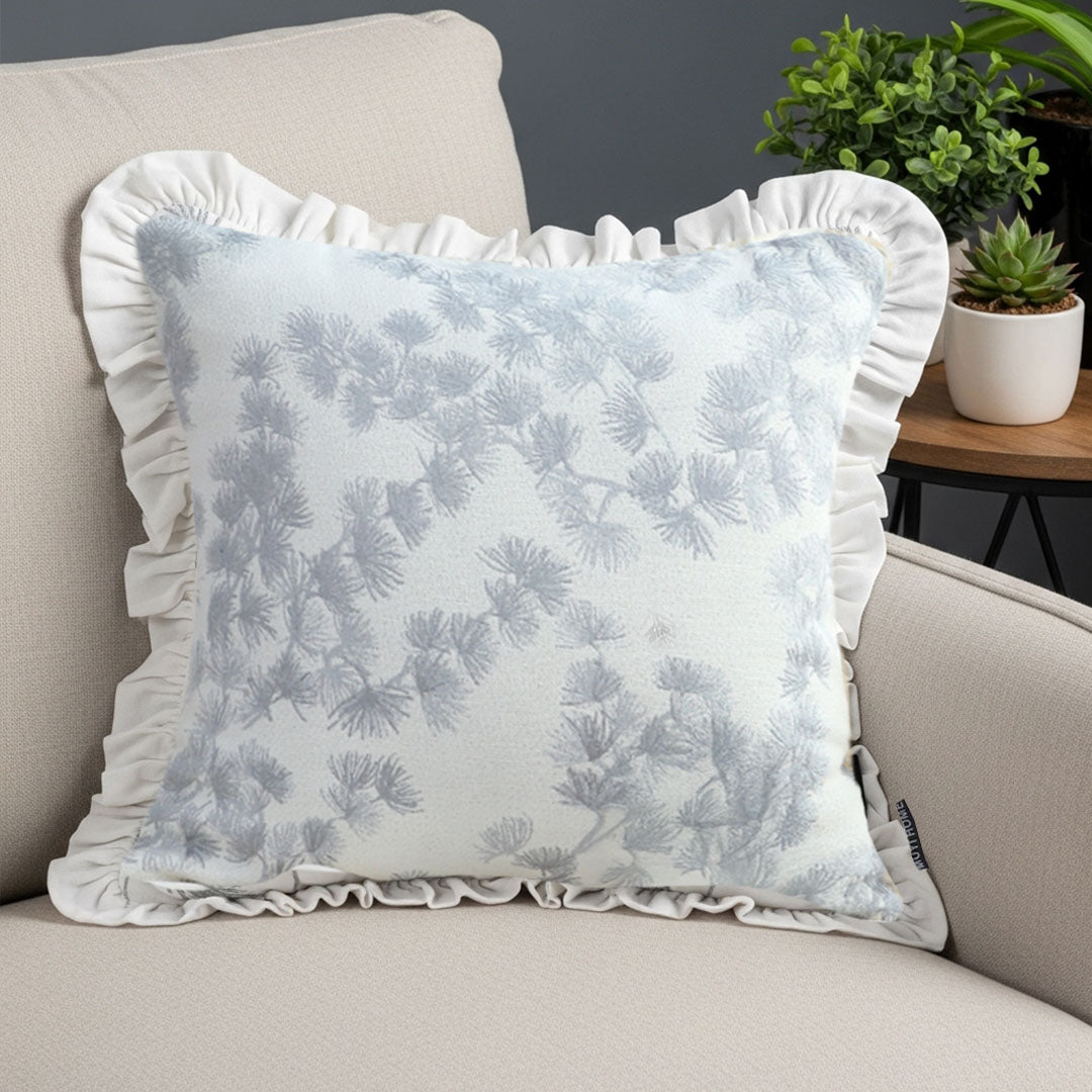 SOGA 45cm White Floral with Ruffle Trim Pillowcase