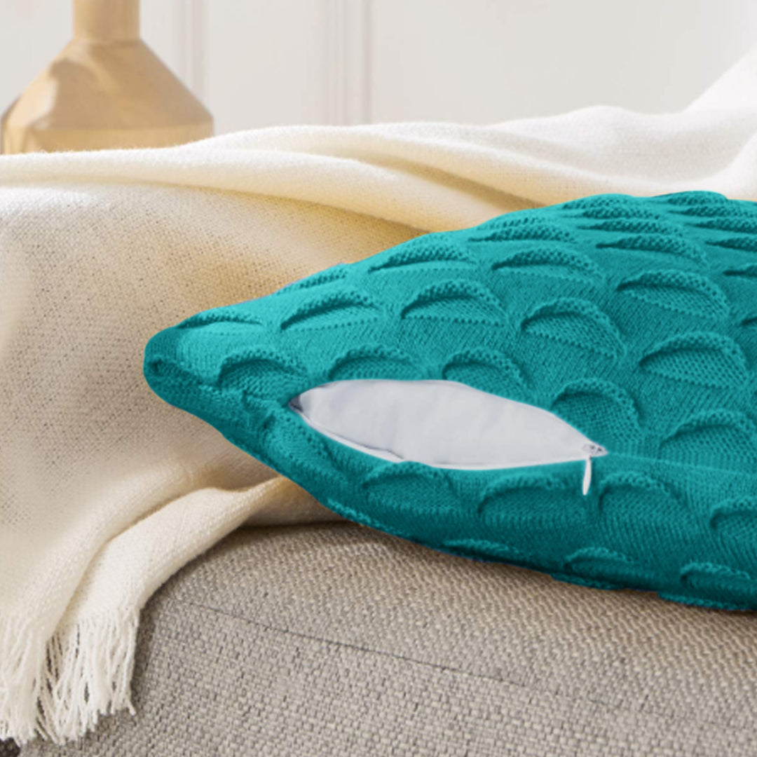 SOGA 45cm Scalloped Wave Pillowcase (Teal Green)