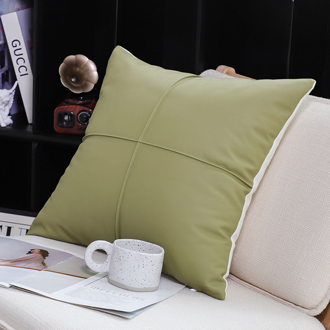 SOGA 45cm Luxurious Olive Green Faux Leather Pillowcase