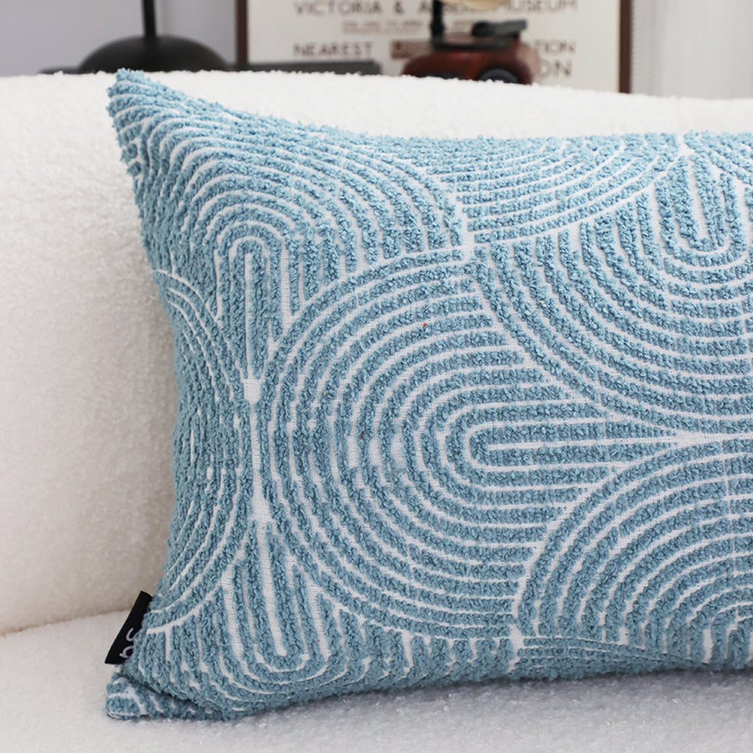SOGA 30x50cm Blue Geometric Lumbar Pillowcase for Indoor & Outdoor Home Decor