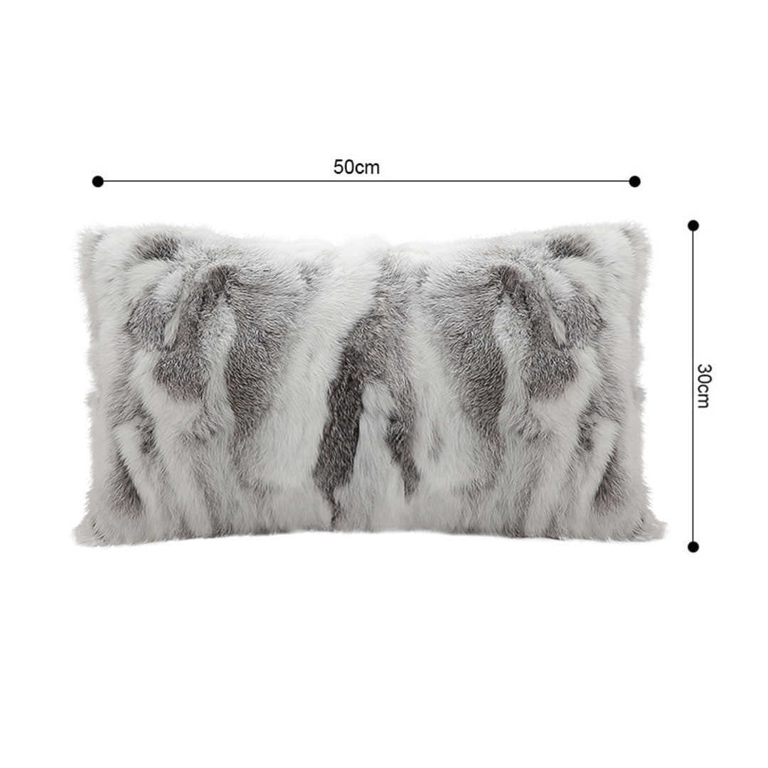 SOGA 30x50cm Luxury Faux Fur Pillowcase (Gray/White)