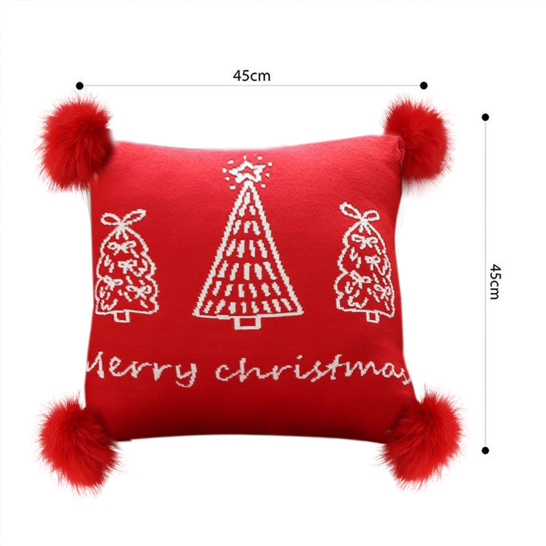 SOGA 2X 45cm Whimsical Red Christmas Tree Pillowcase