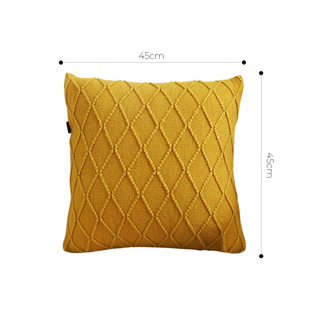 SOGA 45cm Sunshine Yellow Diamond Knit Pillowcase