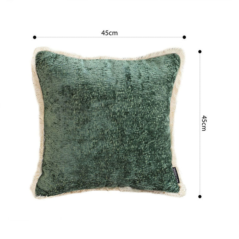 SOGA 2X 45cm Emerald Velvet Fringe Pillowcase