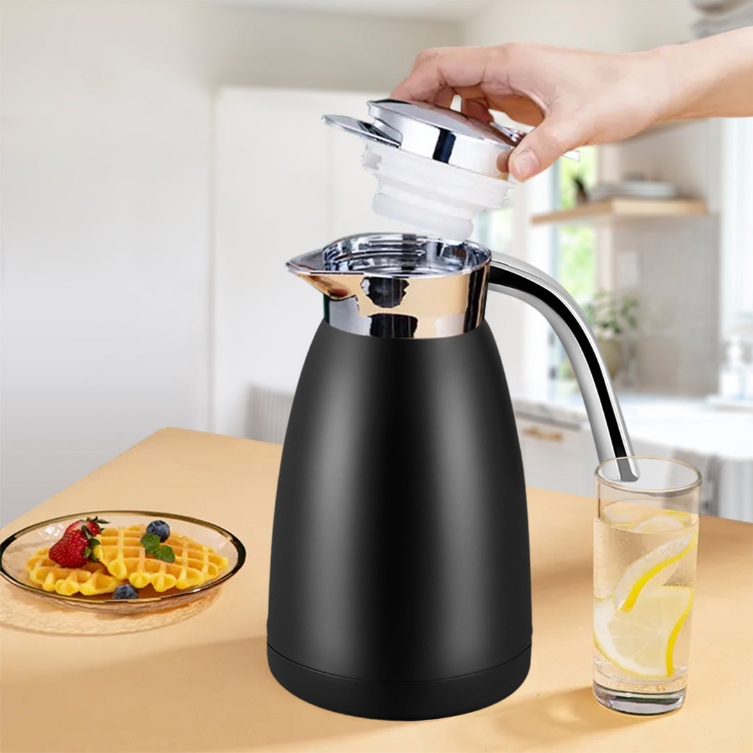 SOGA 2X 1.8L Stainless Steel Insulated Vacuum Flask Coffee Water Jug Thermal Black