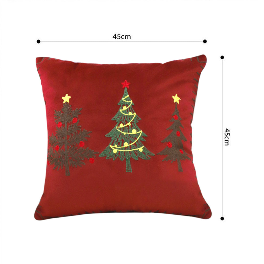 SOGA 2X 45cm Christmas Tree Trio Pillowcase (Red)