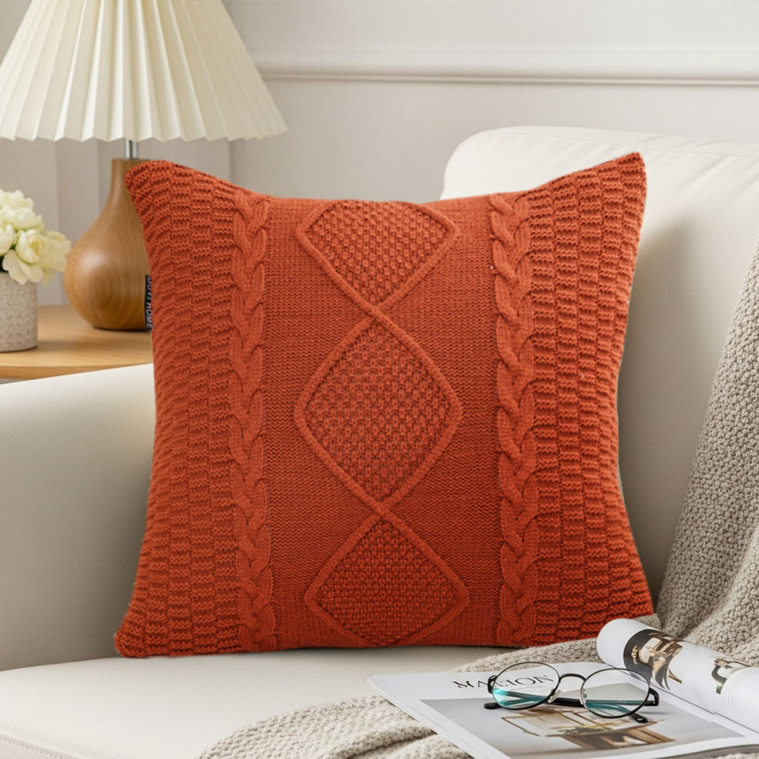 SOGA 2X 45cm Cable Knit Diamond Pillowcase
