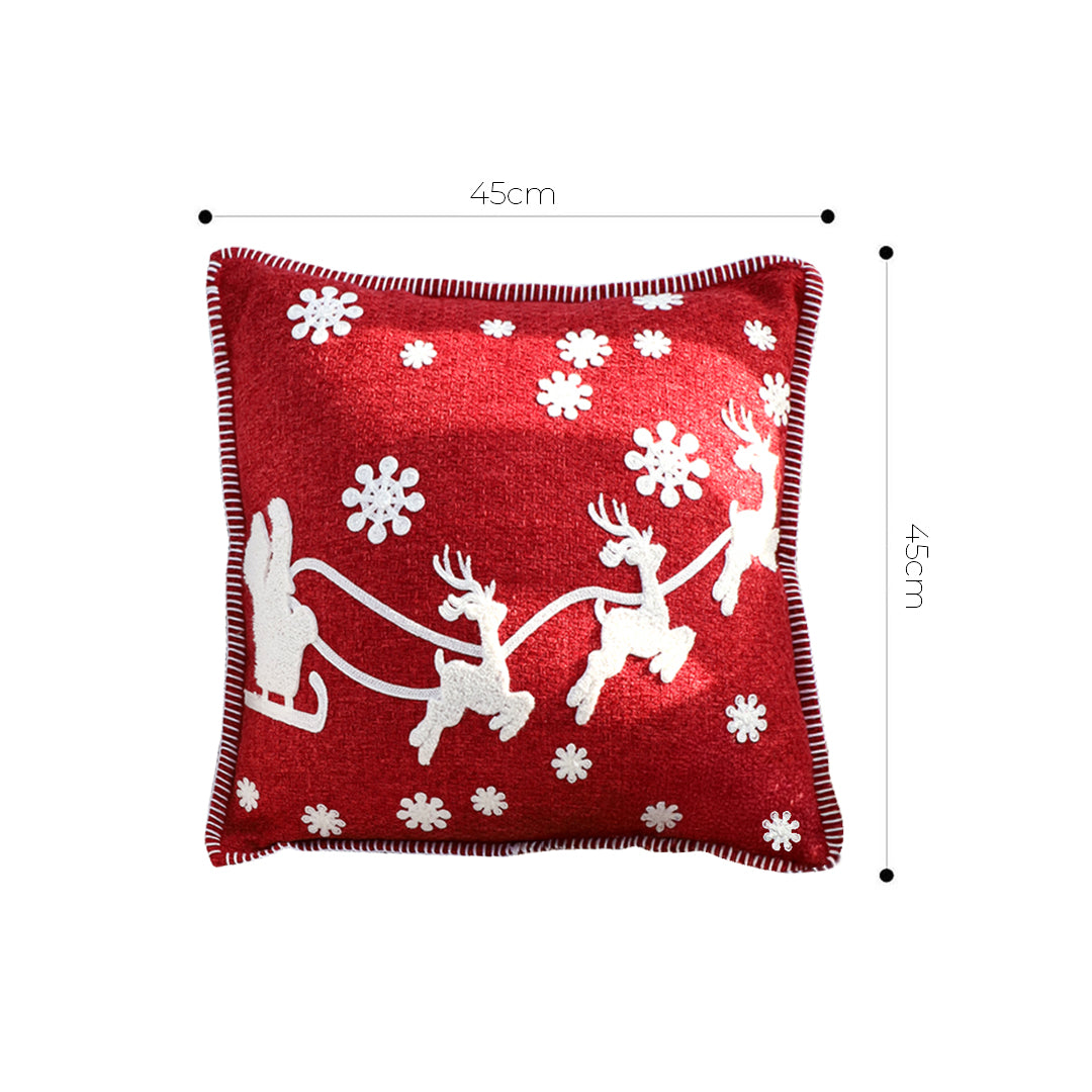 SOGA 45cm Festive Reindeer & Snowflake Christmas Pillowcase