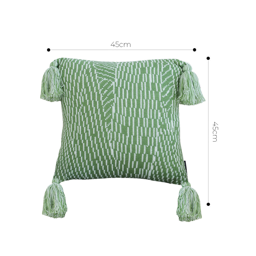 SOGA 45cm Sage Chevron Tassel Pillowcase