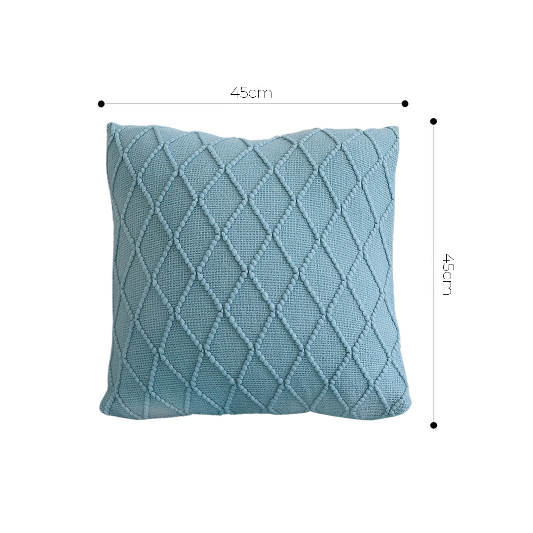 SOGA 45cm Sky Blue Diamond Knit Pillowcase