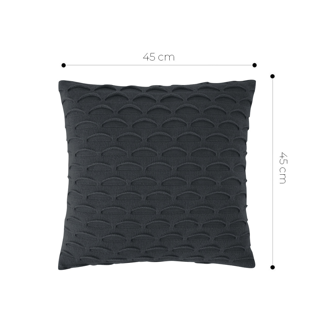 SOGA 45cm Scalloped Wave Pillowcase (Charcoal Gray)
