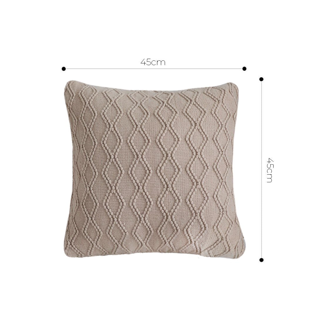 SOGA 45cm Warm Beige Diamond Knit Pillowcase