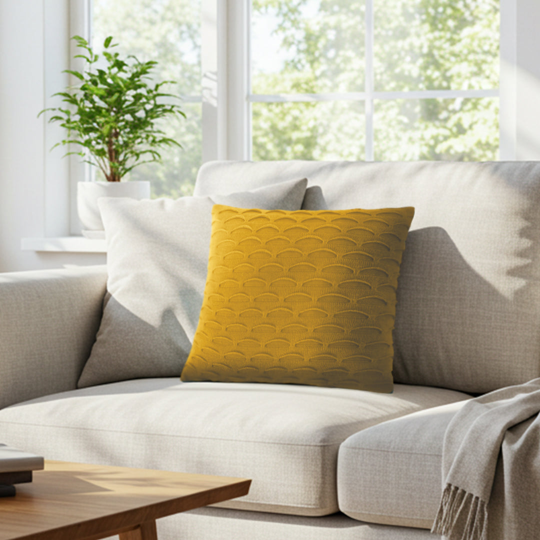 SOGA 45cm Scalloped Wave Pillowcase (Sunshine Yellow)
