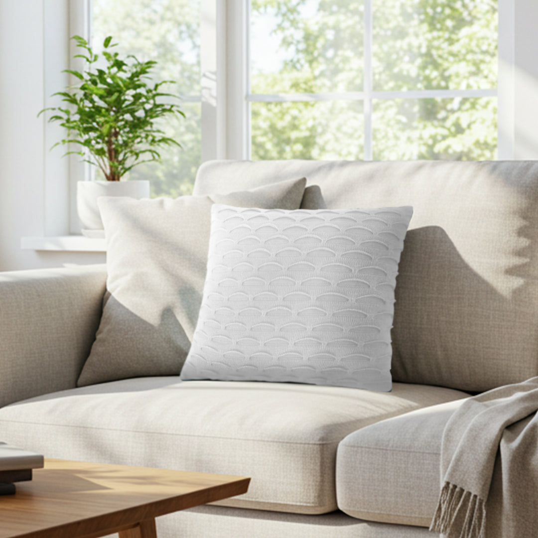 SOGA 45cm Scalloped Wave Pillowcase (Pure White)